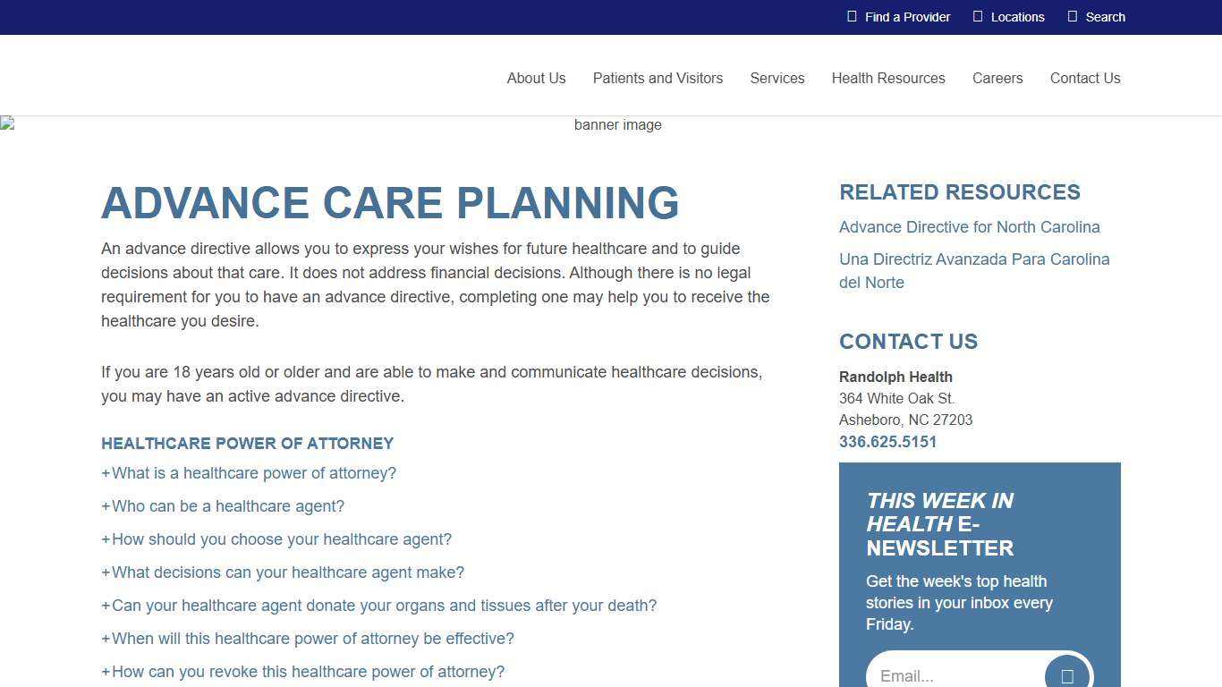 Advance Care Planning Randolph Health