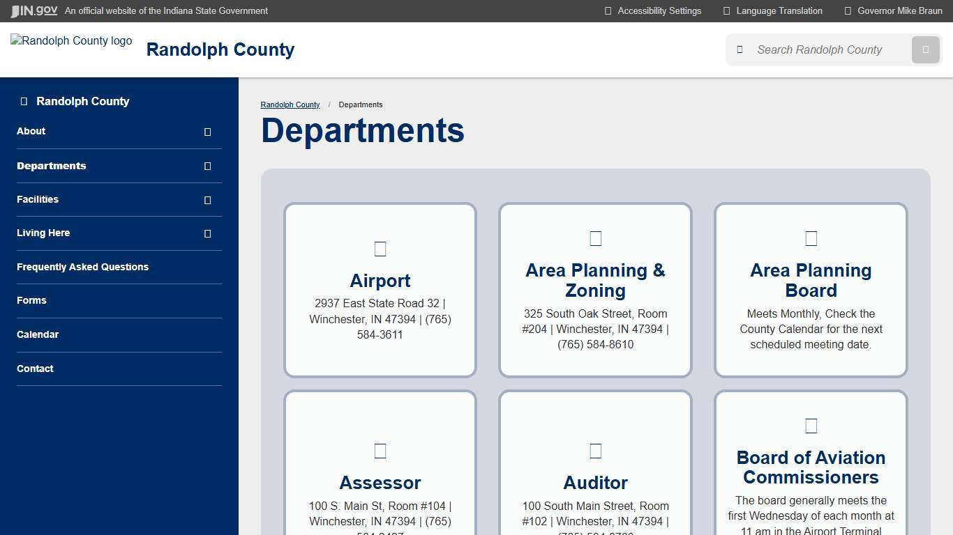 Randolph County: Departments